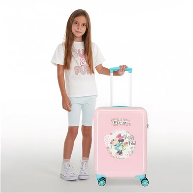 Maleta de Cabina Minnie Florals rígida 55cm rosa claro