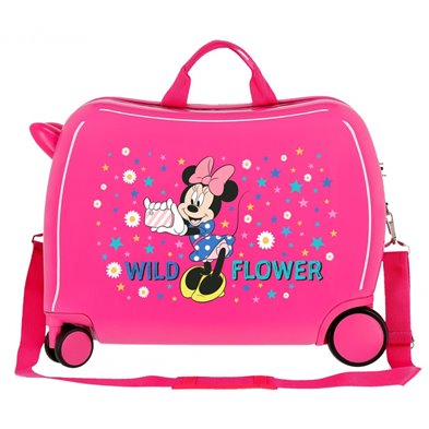 Maleta infantil Disney Minnie Wild Flower con 2 ruedas multidireccionales Fucsia