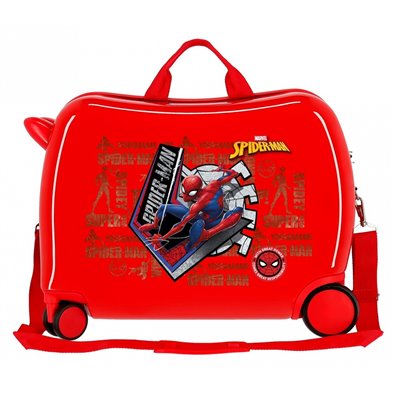 Maleta Infantil Spiderman Great Power 2 ruedas multidireccionales Rojo