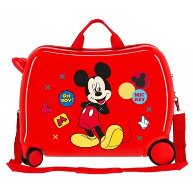 Maleta infantil 2 ruedas multidireccionales Mickey Enjoy the Day Oh Boy Roja