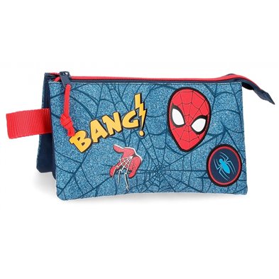 Estuche Spiderman Denim Tres Compartimentos
