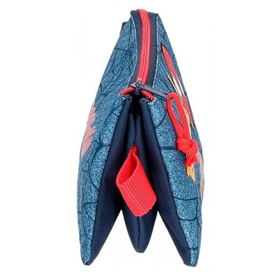 Estuche Spiderman Denim Tres Compartimentos