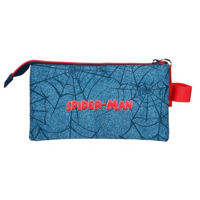 Estuche Spiderman Denim Tres Compartimentos