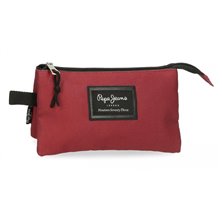 Estuche tres compartimentos Pepe Jeans Aris Evergreen Rojo Oscuro