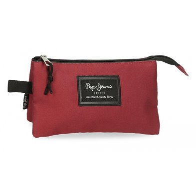 Estuche tres compartimentos Pepe Jeans Aris Evergreen Rojo Oscuro
