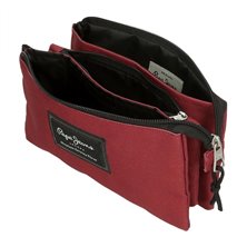 Estuche tres compartimentos Pepe Jeans Aris Evergreen Rojo Oscuro