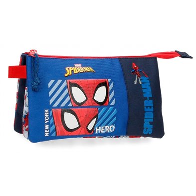 Estuche Spiderman Hero tres Compartimentos