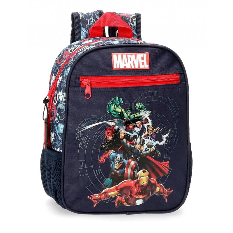 Mochila Preescolar Avengers Team 28cm adaptable a carro