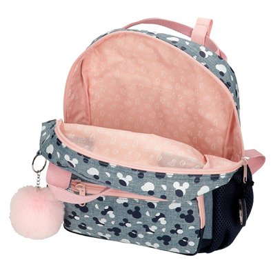 Mochila Preescolar 27cm Mickey Denim con carro