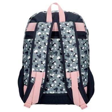 Mochila 44cm Doble Compartimento Mickey Denim