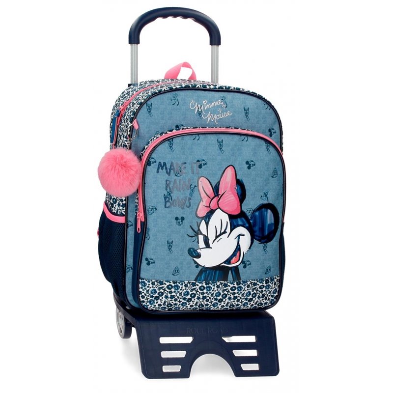 Mochila Escolar Minnie Make it Rain bows 40cm con carro