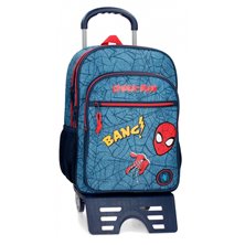 Mochila Escolar Spiderman Denim 42cm Dos Compartimentos con carro