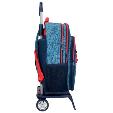 Mochila Escolar Spiderman Denim 42cm Dos Compartimentos con carro