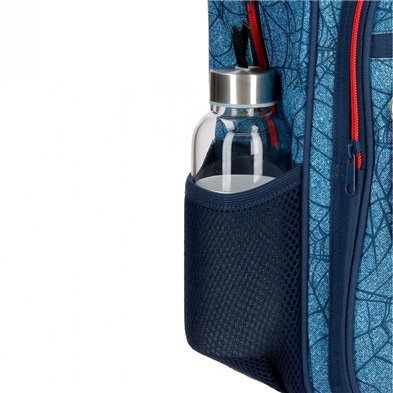 Mochila Escolar Spiderman Denim 42cm Dos Compartimentos con carro