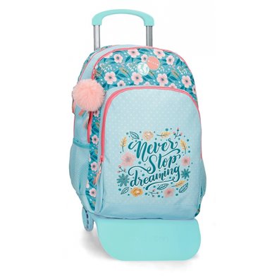Mochila Escolar Movom Never Stop Dreaming Dos Compartimentos con carro