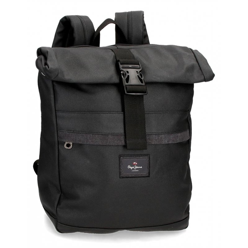 Mochila con solapa Pepe Jeans Court negro para portátil 15,6´´