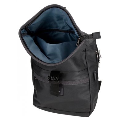 Mochila con solapa Pepe Jeans Court negro para portátil 15,6´´