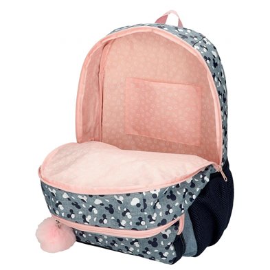 Mochila 44cm Doble Compartimento Mickey Denim con carro
