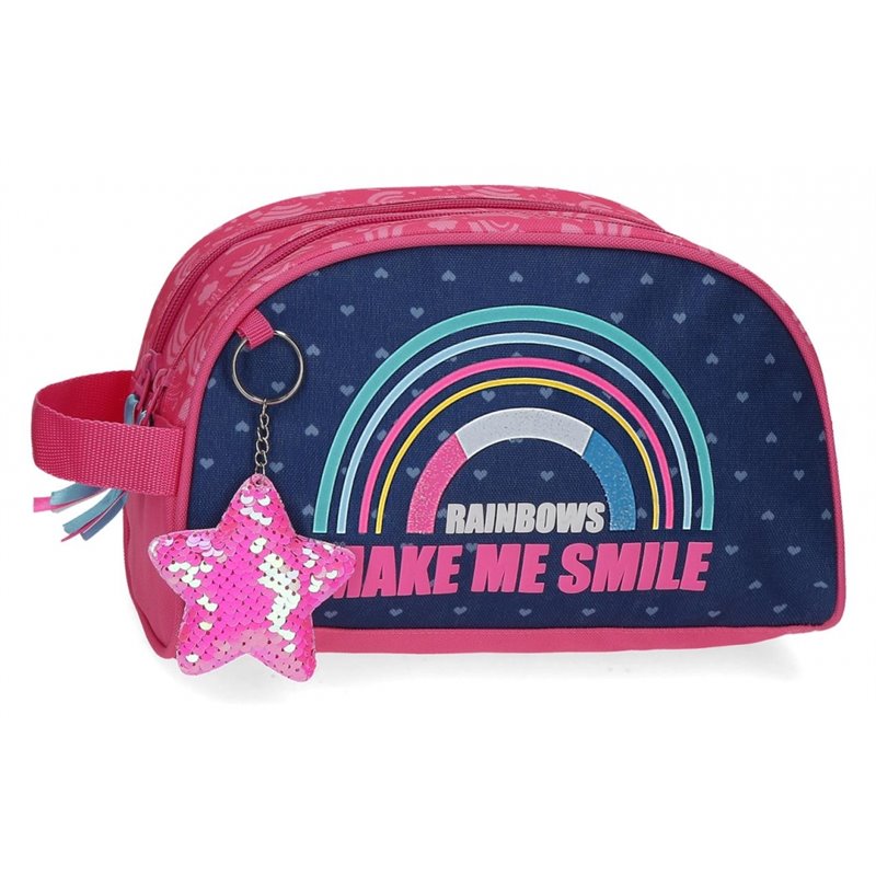 Neceser Movom Glitter Rainbow Doble Compartimento Adaptable