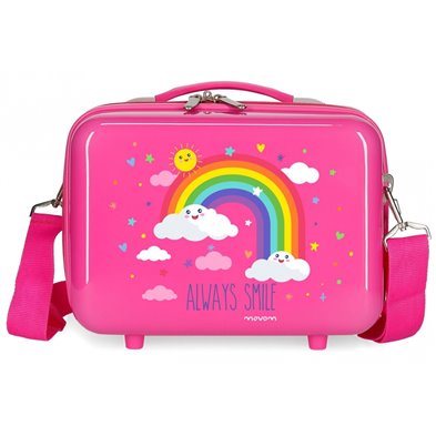 Neceser ABS Movom Arcoiris Always Smile adaptable a trolley Rosa