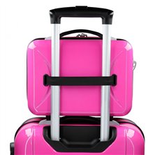 Neceser ABS Minnie Magic corazones adaptable a trolley fucsia