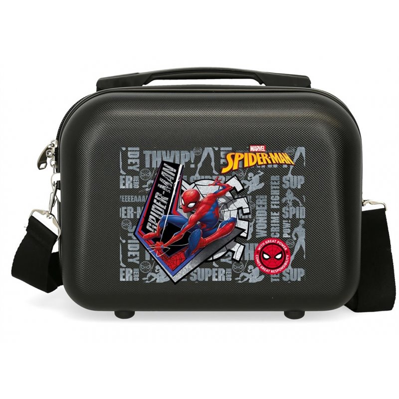 Neceser ABS Spiderman Great Power Adaptable Negro
