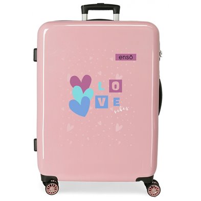 Maleta mediana Enso Love Vibes rígida 68cm nude