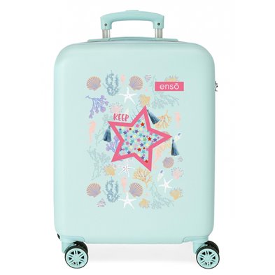Maleta de cabina Enso Keep The Oceans Clean rígisa 55 cm turquesa