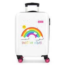 Maleta de cabina ENSO Arcoiris Positive Vives rígida 55cm Blanco