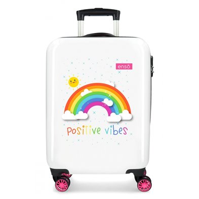 Maleta de cabina ENSO Arcoiris Positive Vives rígida 55cm Blanco
