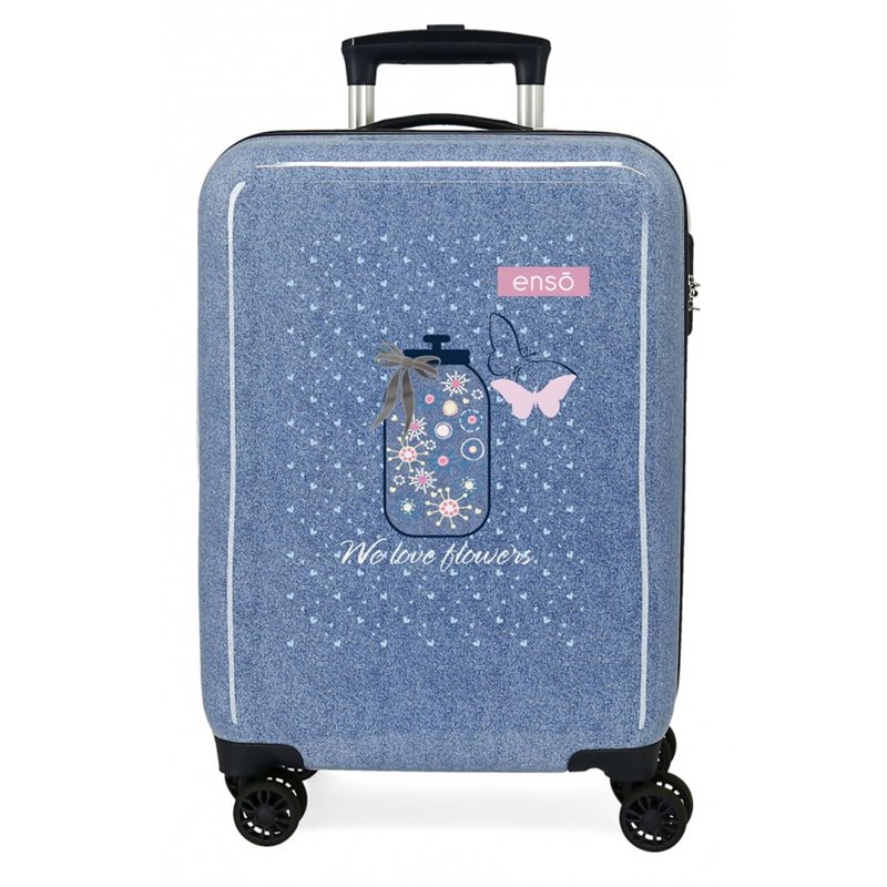 Maleta de cabina Enso We Love Flowers rígida 55 cm turquesa