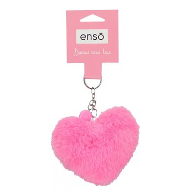 Llavero pompón corazón rosa fucsia Enso