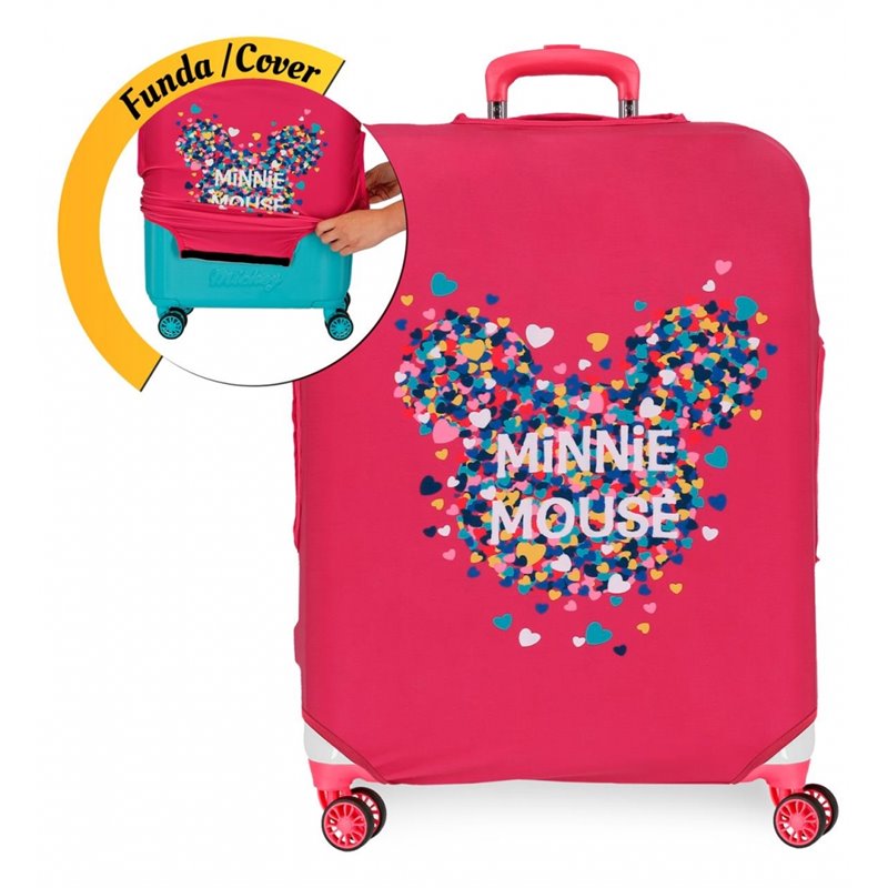 Funda para maleta mediana Minnie fucsia