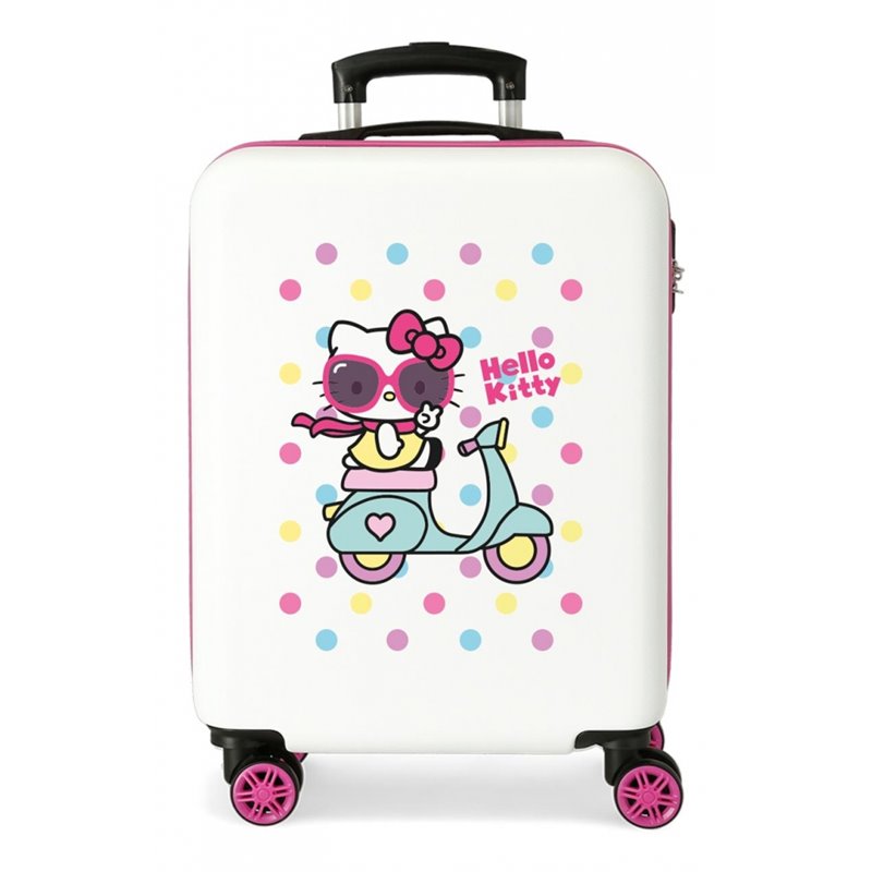 Maleta de cabina Girl Gang Hello Kitty rígida 55cm Blanco y Rosa