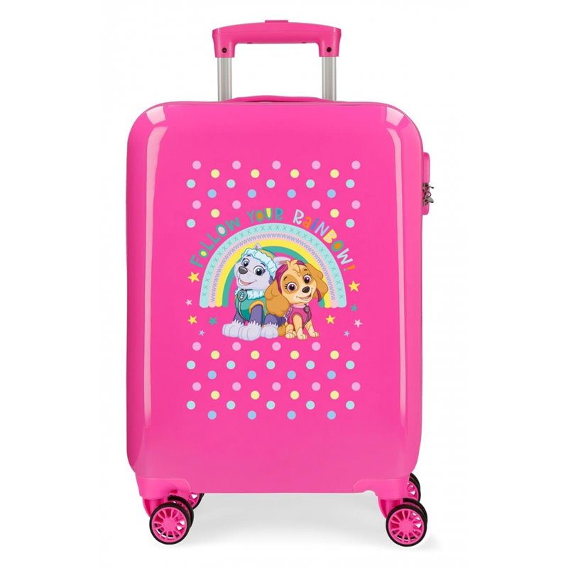 Maleta de Cabina Patrulla Canina Follow your rainbow rígida 55cm Fucsia