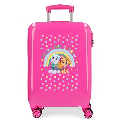 Maleta de Cabina Patrulla Canina Follow your rainbow rígida 55cm Fucsia