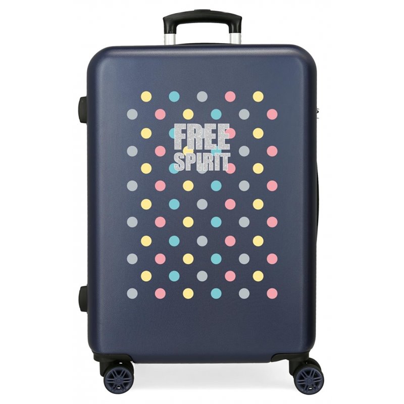 Maleta Mediana Movom Free Dots Rígida 65cm Azul Marino