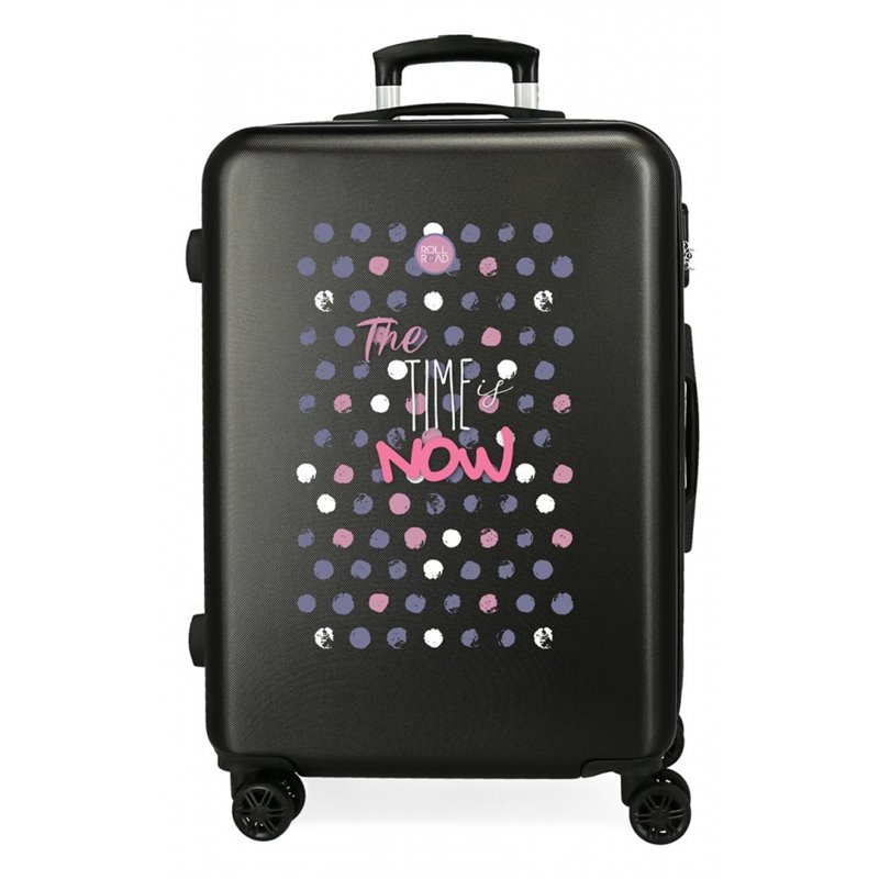 Maleta Mediana Roll Road The time is now rígida 65cm negro