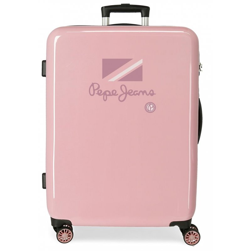 Maleta mediana Pepe Jeans Holi rígida 68cm rosa nude