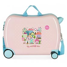 Maleta infantil Roll Road My little town 2 ruedas multidireccionales rosa claro