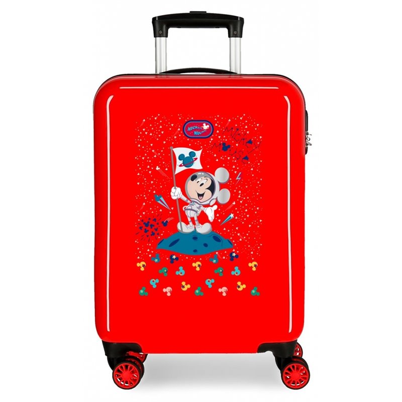 Maleta de Cabina Rígida 55cm Mickey on the Moon Rojo