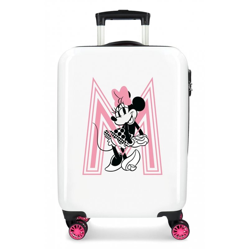 Maleta de cabina Pretty Minnie pink rígida 55cm bco/negro/fucsia