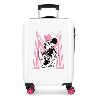 Maleta de cabina Pretty Minnie pink rígida 55cm bco/negro/fucsia