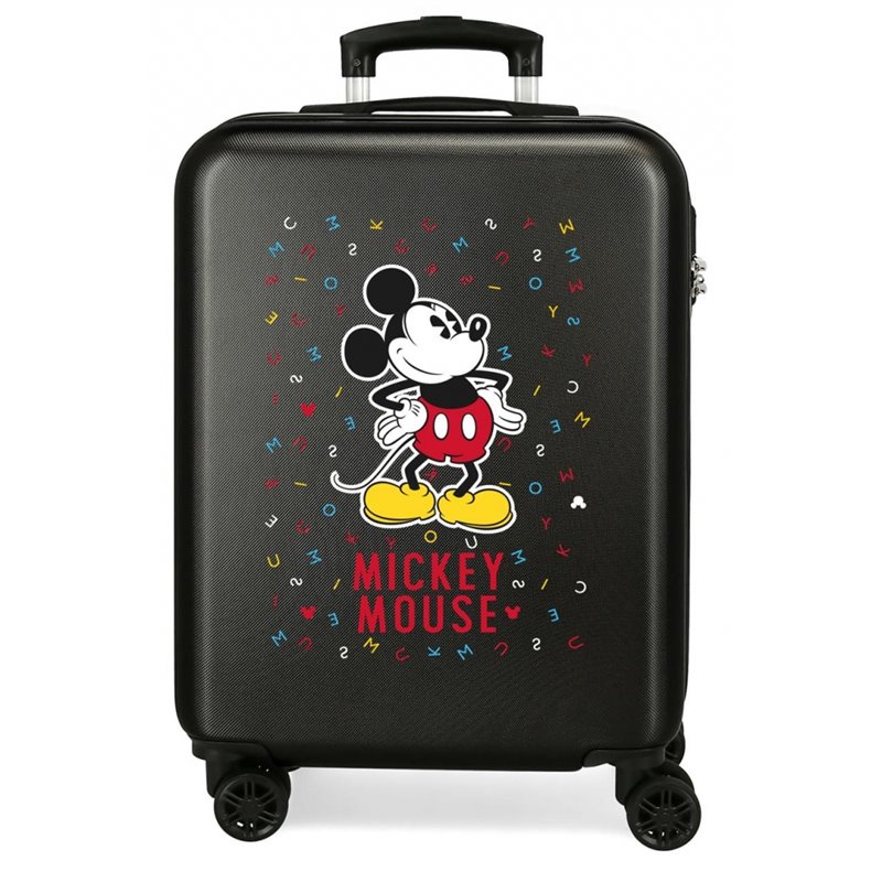 Maleta de cabina Mickey letras rígida 55cm negra