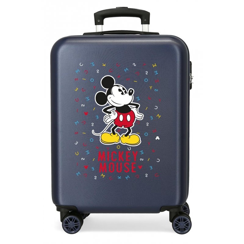 Maleta de cabina Mickey letras rígida 55cm Aul Marino