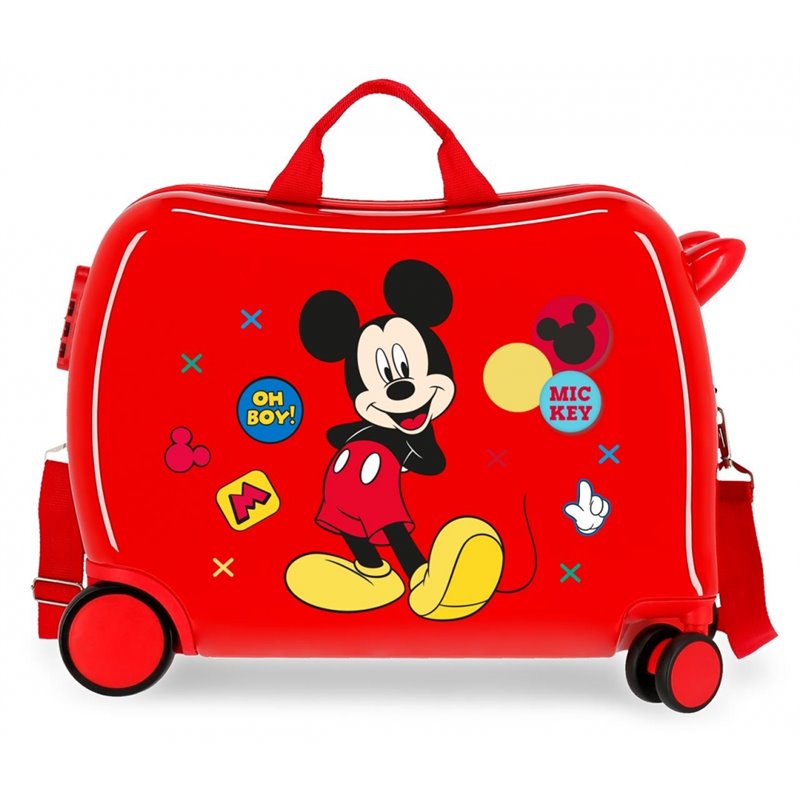 Maleta infantil 2 ruedas multidireccionales Mickey Enjoy the Day Oh Boy Roja