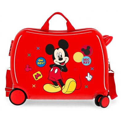 Maleta infantil 2 ruedas multidireccionales Mickey Enjoy the Day Oh Boy Roja