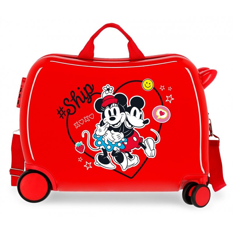 Maleta infantil 2 ruedas multidireccionales Mickey & Minnie Ship Always Be Kind Rojo