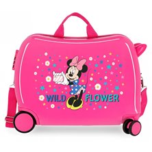Maleta infantil Disney Minnie Wild Flower con 2 ruedas multidireccionales Fucsia