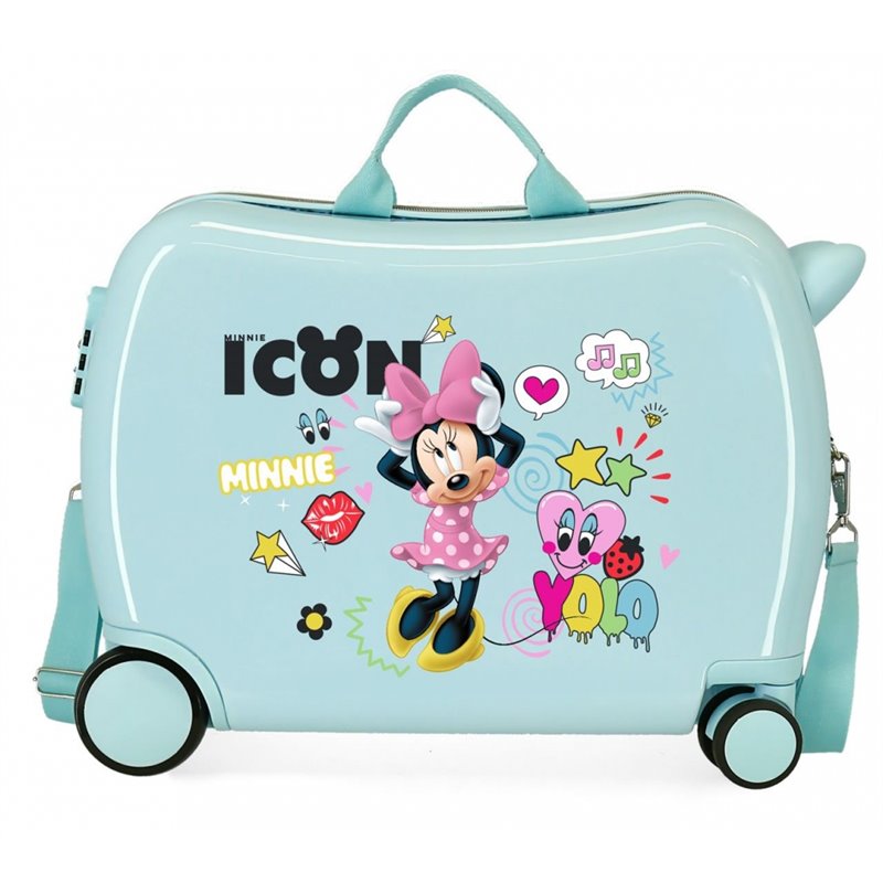 Maleta infantil 2 ruedas multidireccionales Enjoy Minnie icon turquesa
